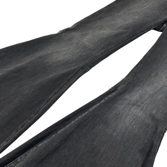 Free People Black Charcoal Grey High Rise Bell Bottom Flare Jeans 27 Retro 70s - Picture 10 of 16